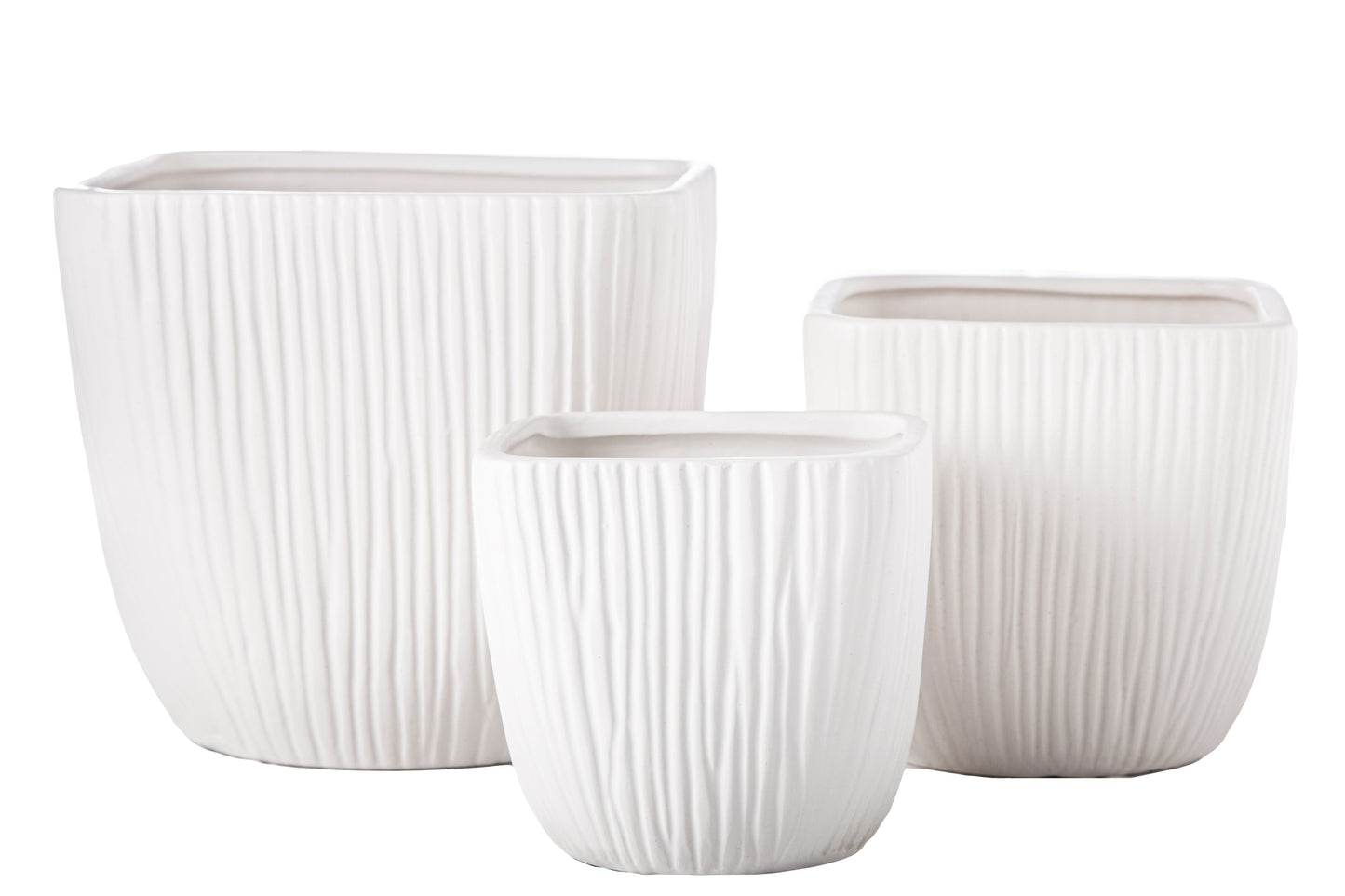 Aurette Brushed Column Ceramic Pot Set (Set of 3)