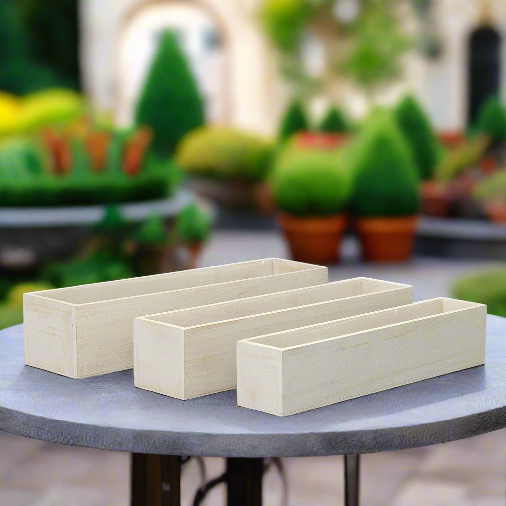 Soren Wooden Rectangular Planter Set (Set of 3)