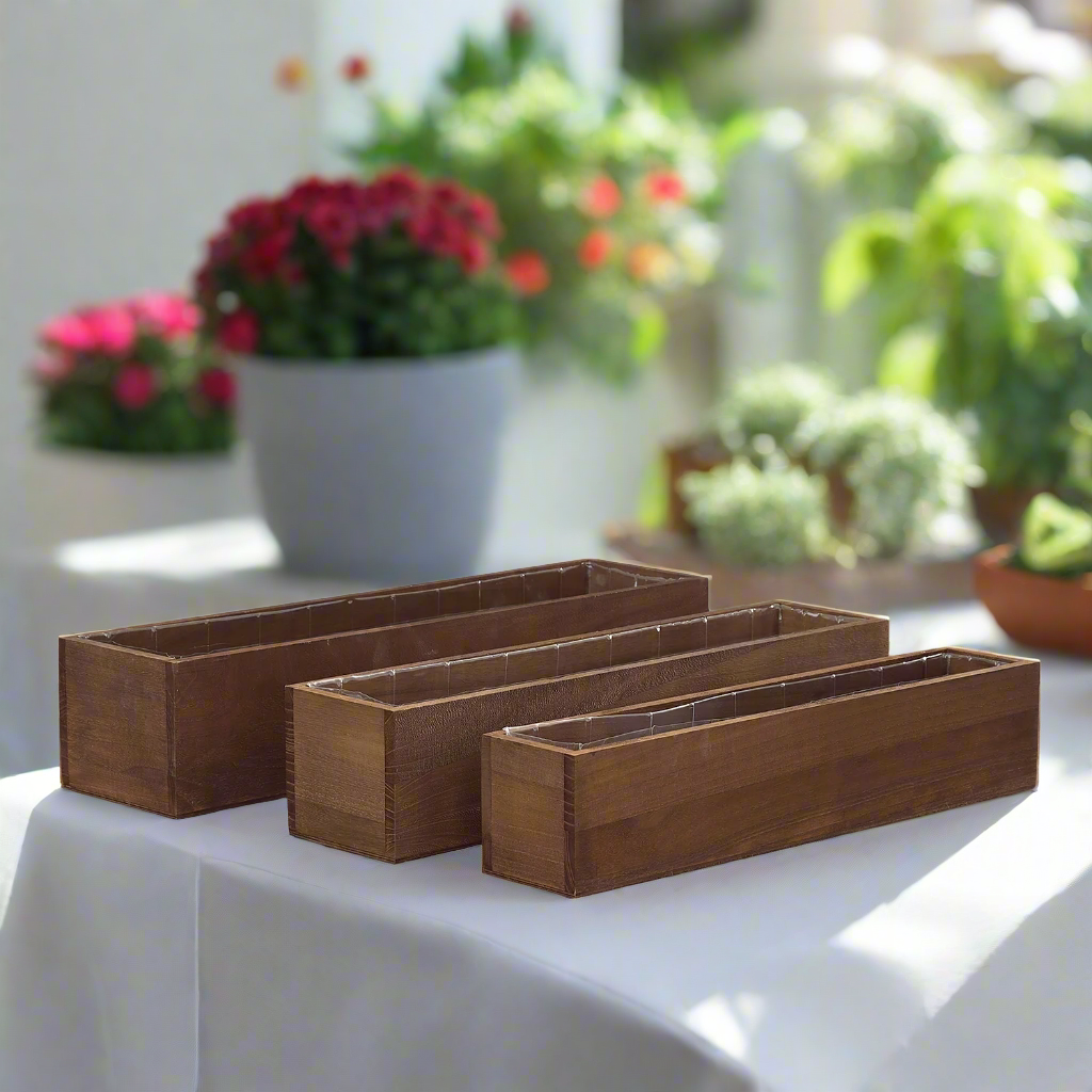 Soren Wooden Rectangular Planter Set (Set of 3)