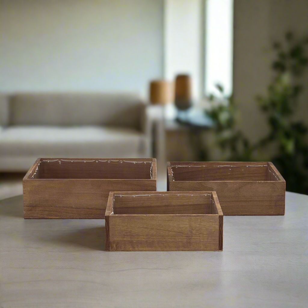 Arden Wooden Square Planter (Set of 3)