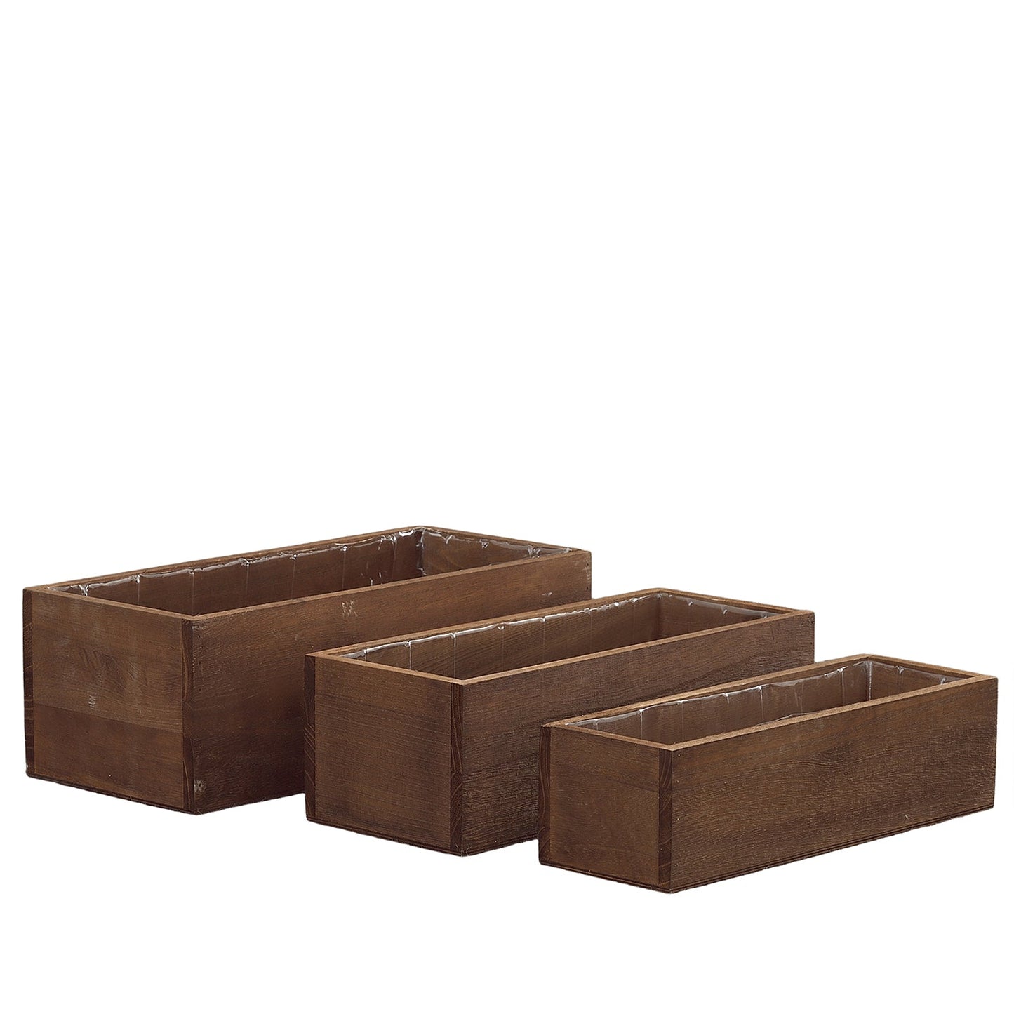 Linda Wooden Rectangular Planter Set (Set of 3)