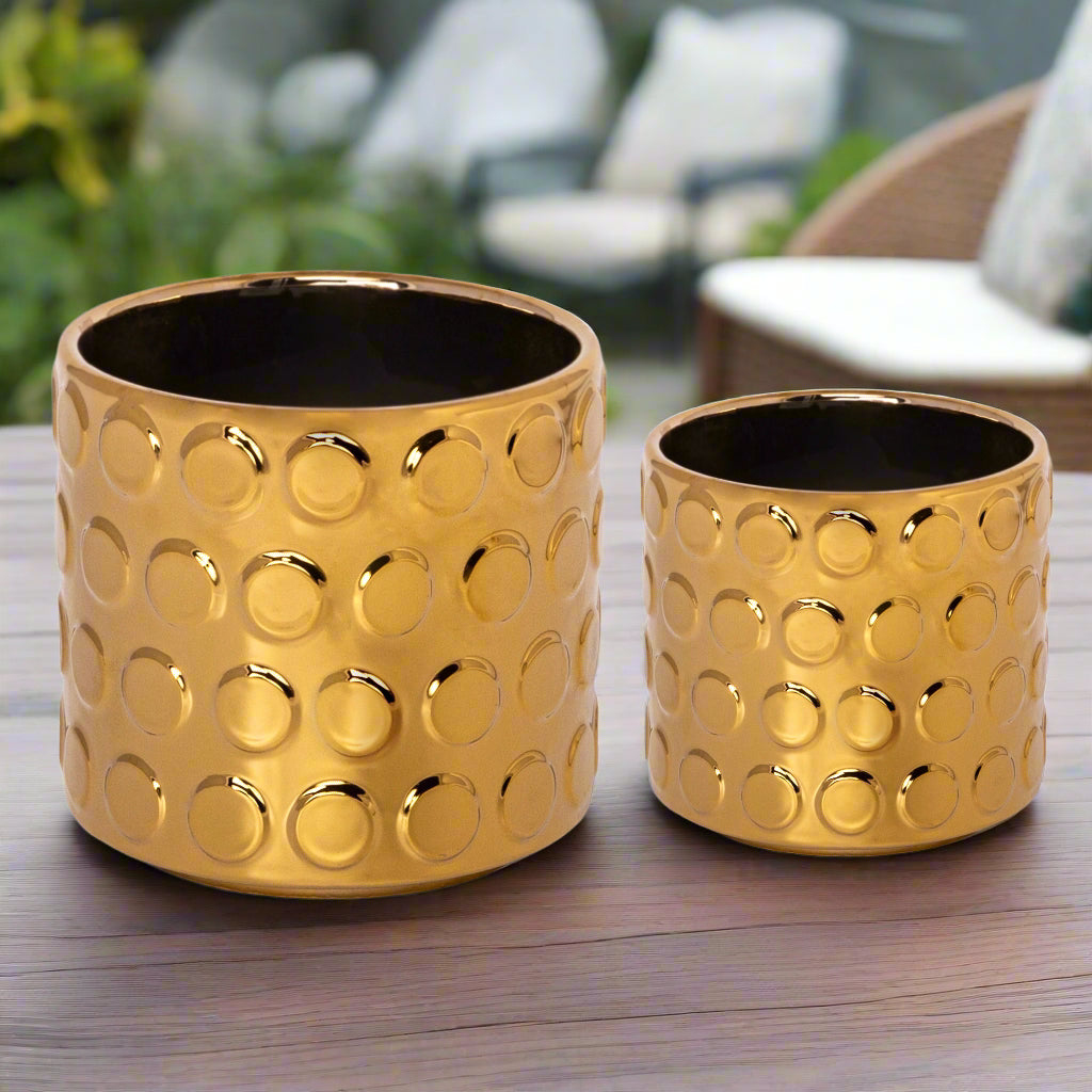 Quinn Bubble Pattern Ceramic Planter Set