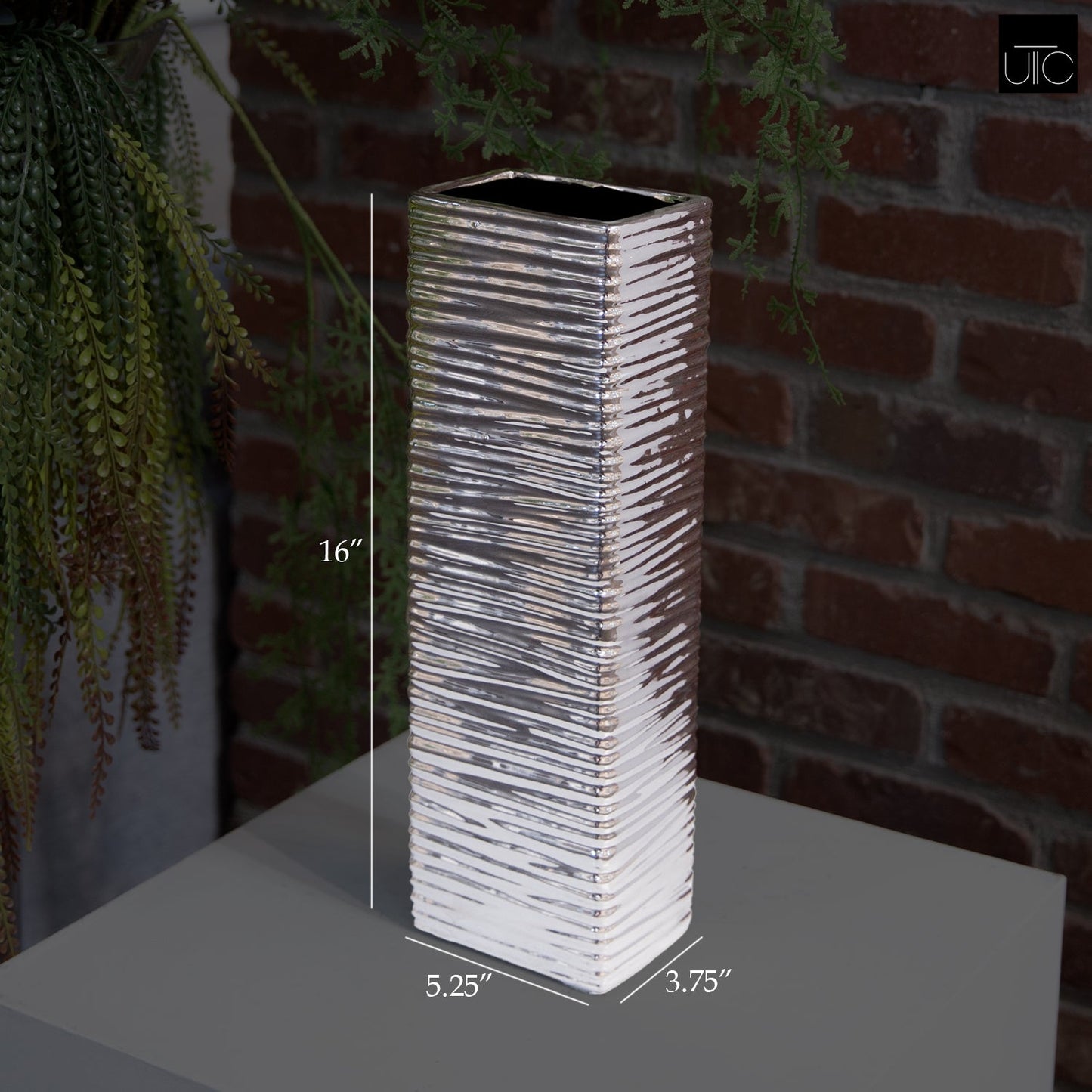 Mindie Chrome Ripple Ceramic Vase