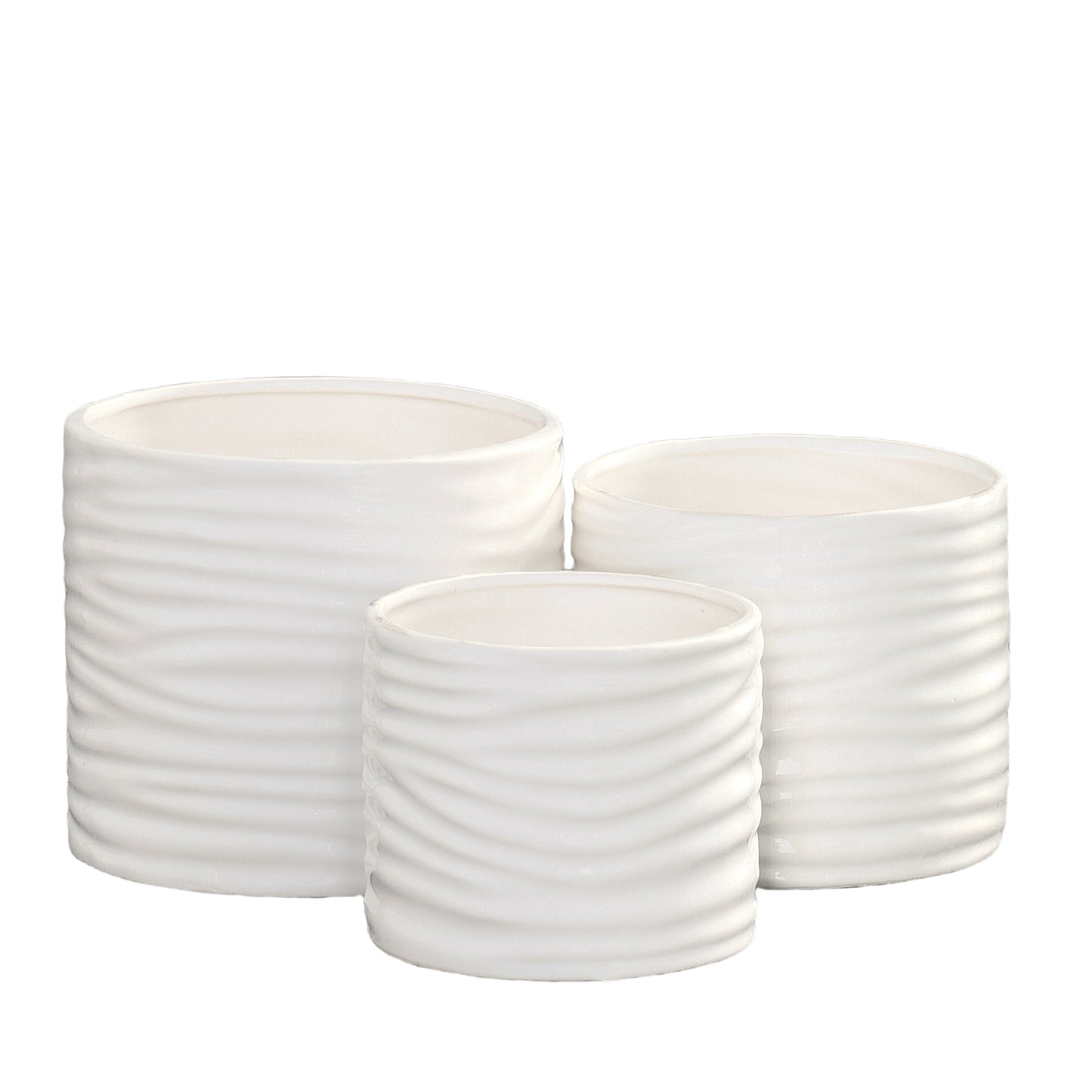 Rhesia Gloss Ribbed Ceramic Pot (Set of 3)