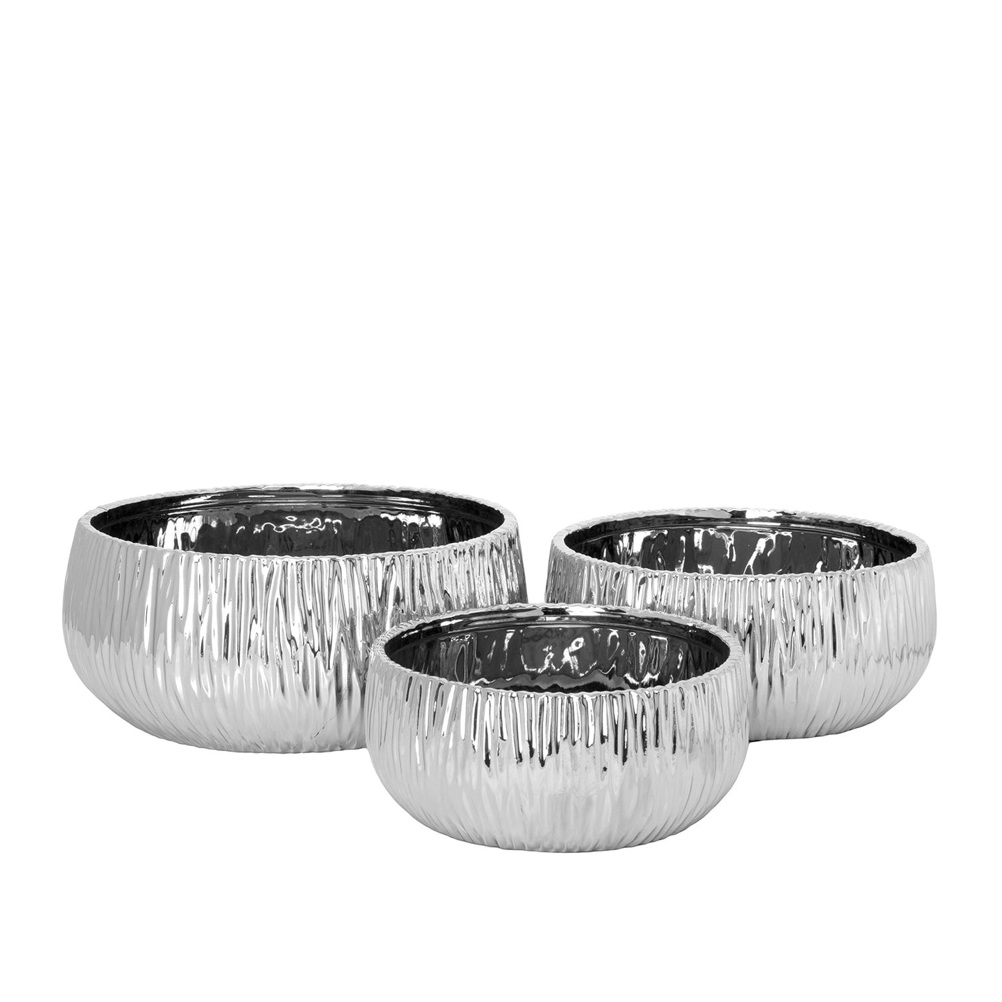 Lerros Wavy Emboss Ceramic Planter Set (Set of 3)