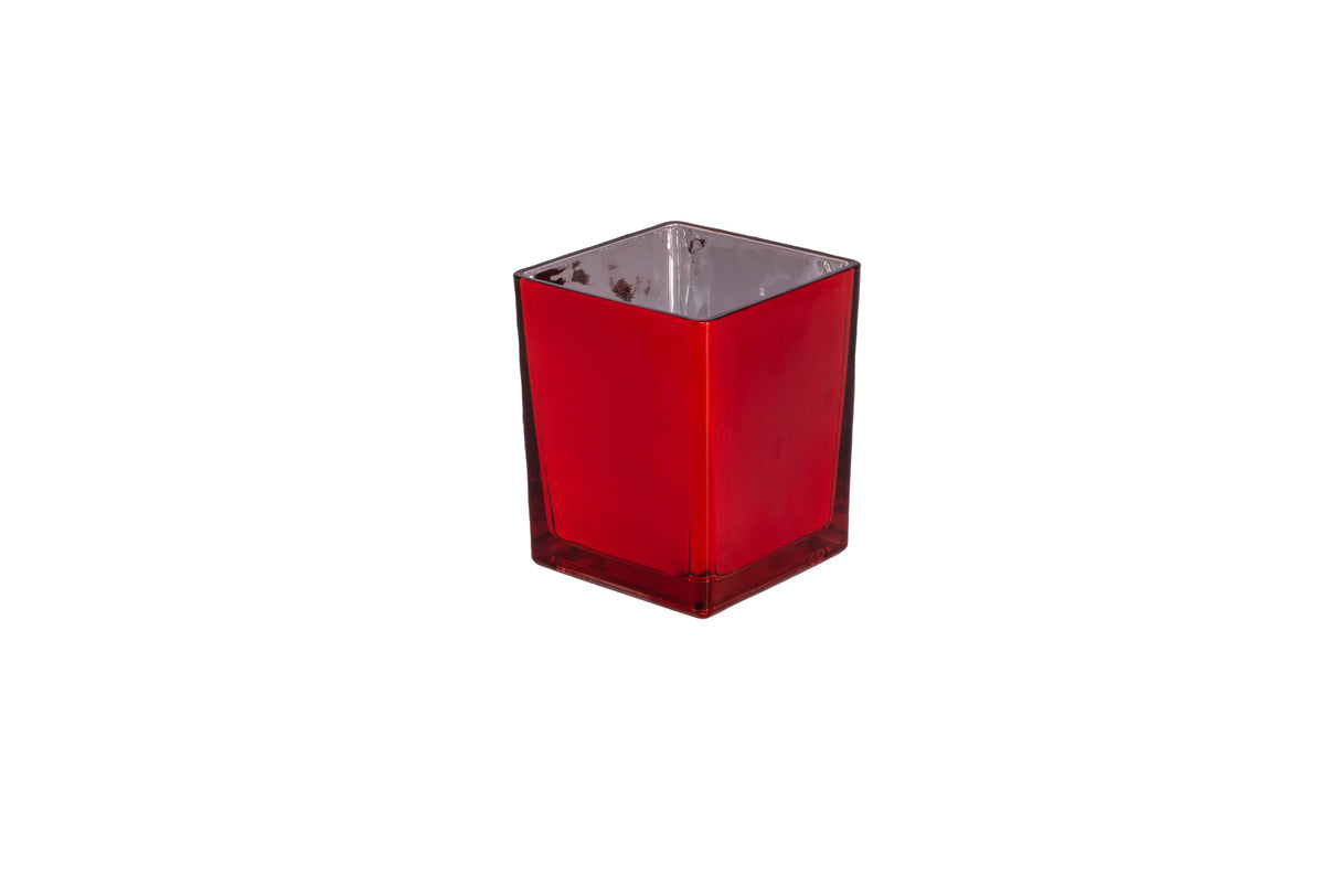 Electra Glass Cube Vase-Urban Trends Collection-Red-Urban Trends Collection