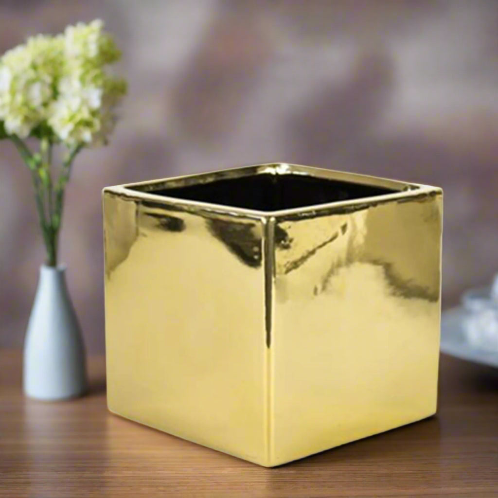 Square Clear Glass-Urban Trends Collection-Gold-4x4-Urban Trends Collection