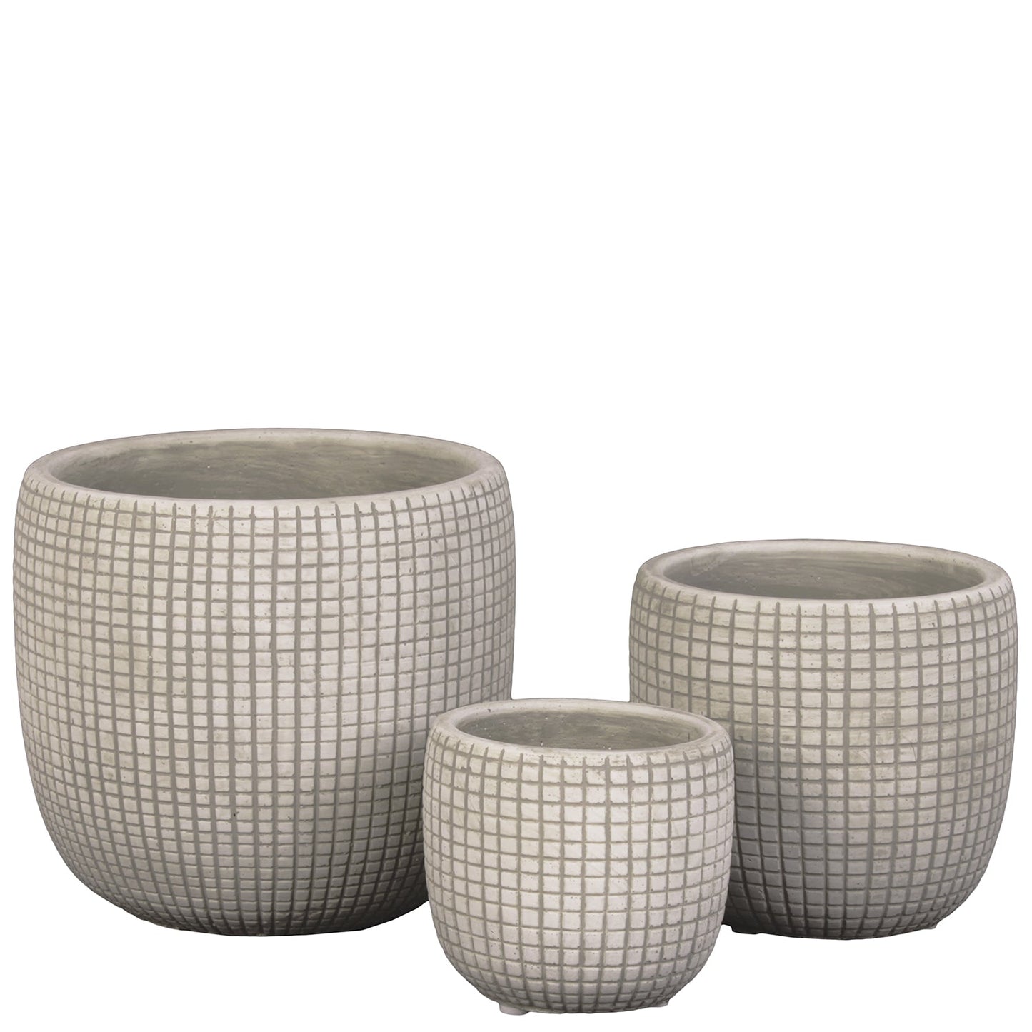Lazare Etched Lattice Cement Pot Set (Set of 3)