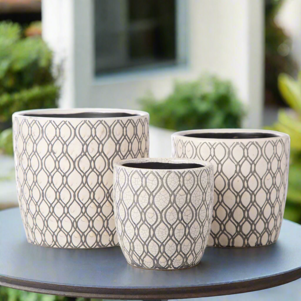 Orvanna Oval Symmetry Ceramic Planter Set (Set of 3)