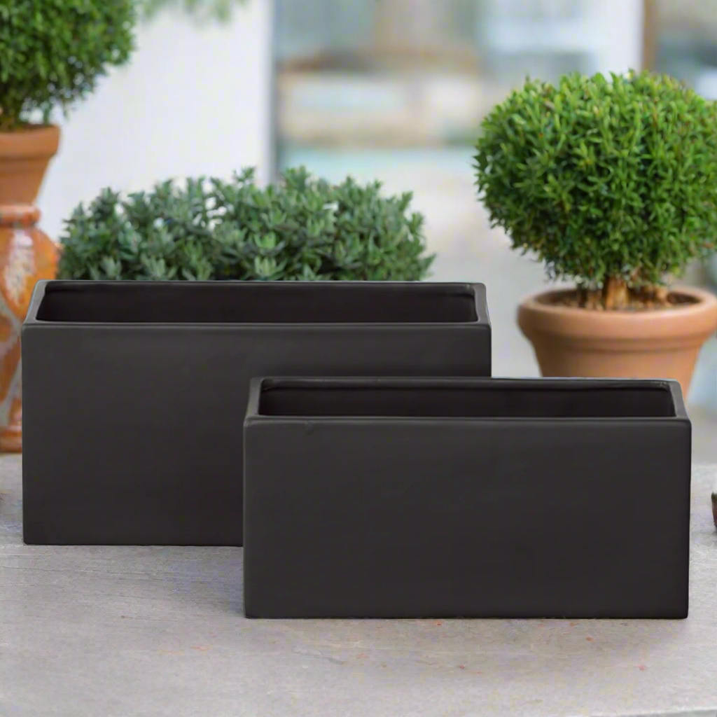 Zayre Rectangle Ceramic Planter Set (Set of 2)