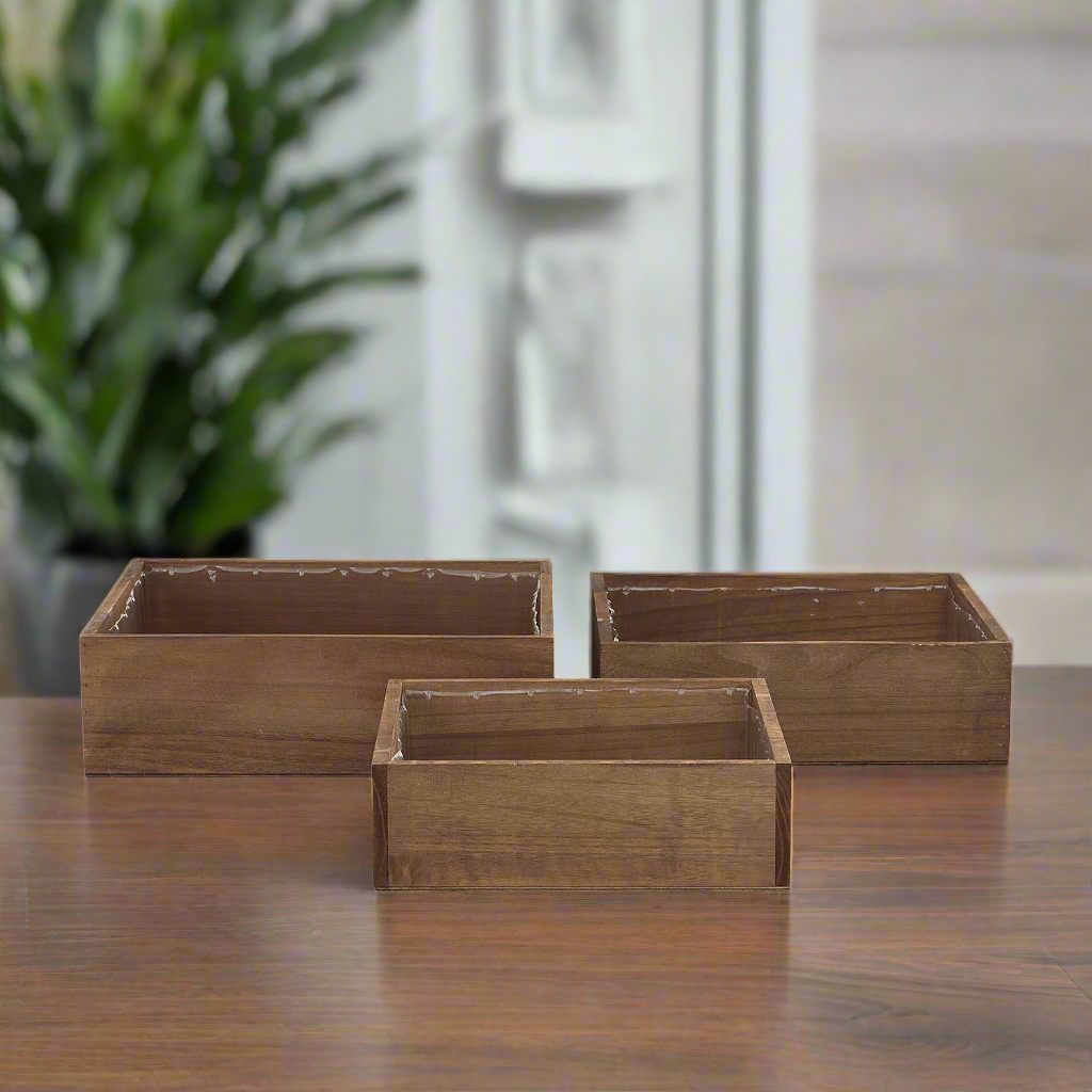 Arden Wooden Square Planter (Set of 3)