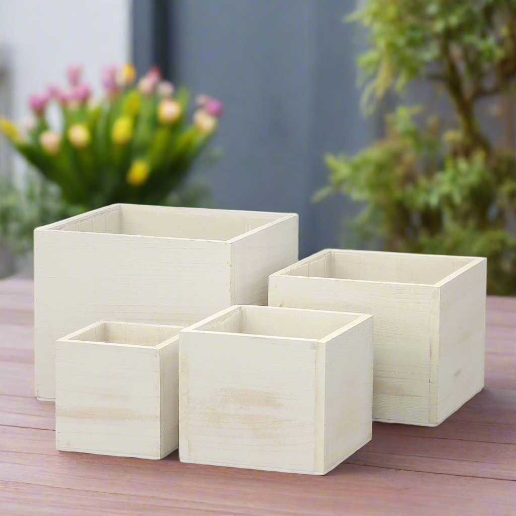 Liv Wooden Square Planter Set (Set of 4)