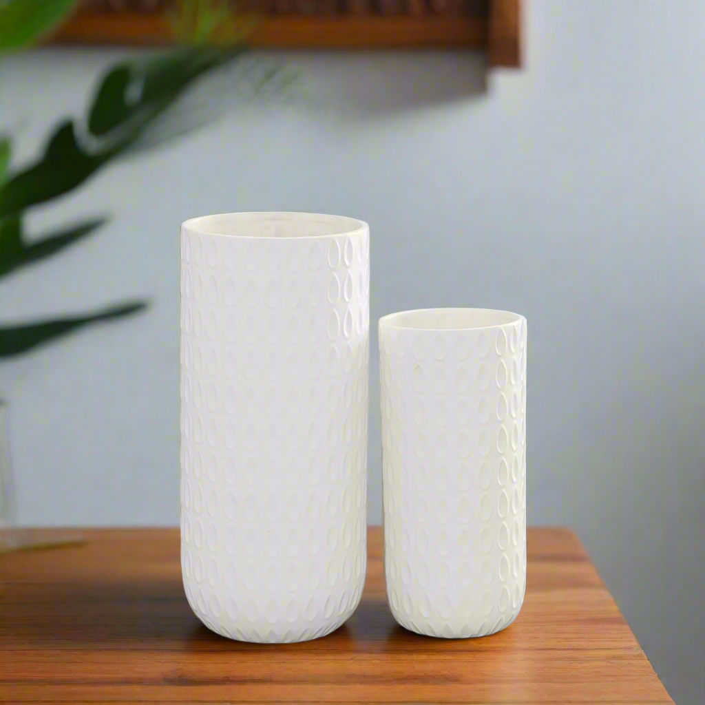 Helga Ceramic Patterned Round Vase Set (Set of 2)