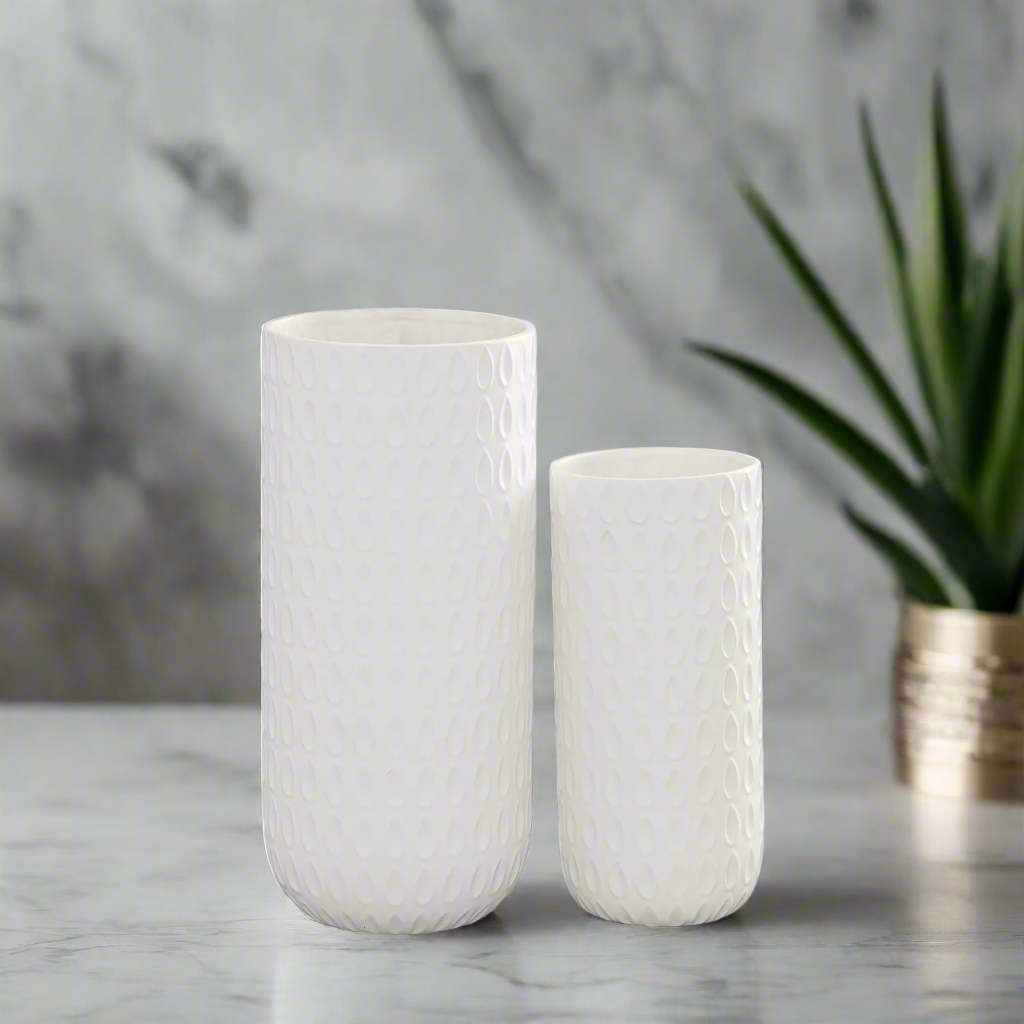 Helga Ceramic Patterned Round Vase Set (Set of 2)