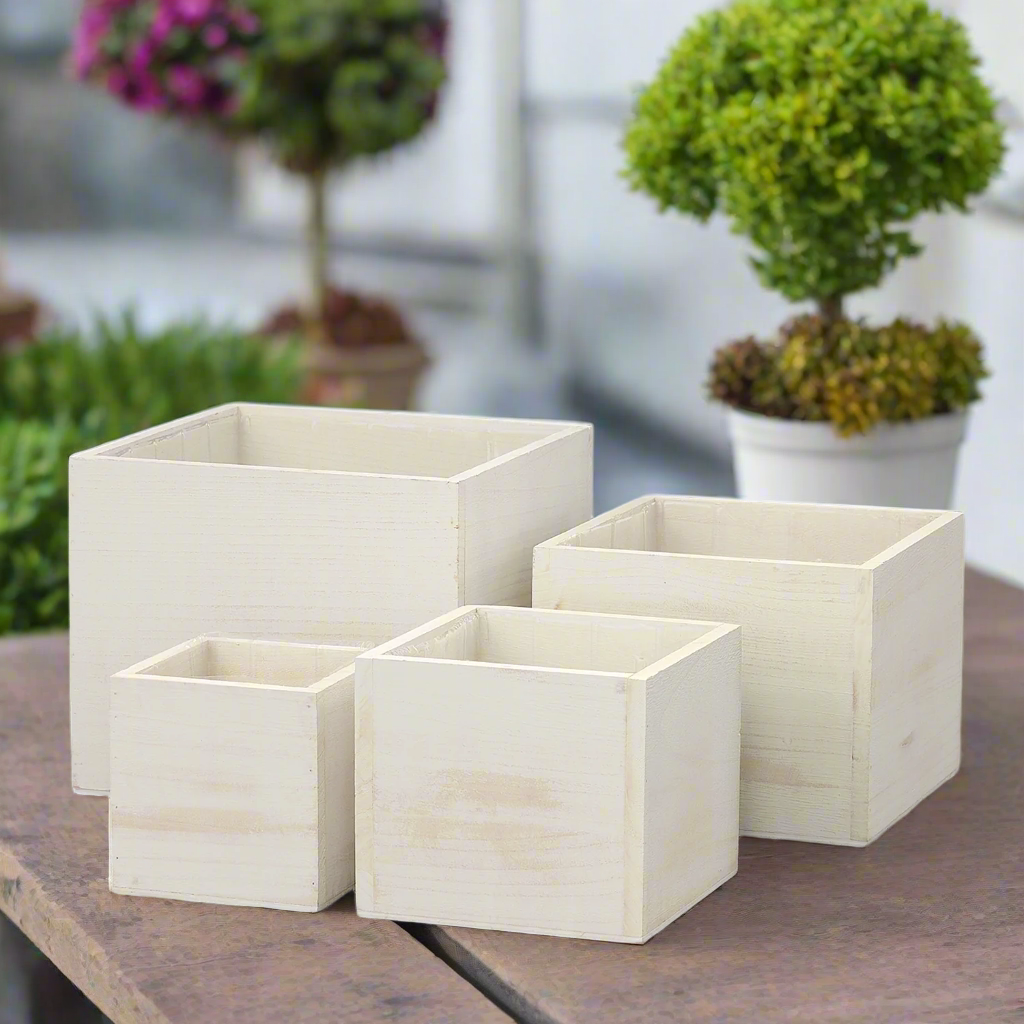 Liv Wooden Square Planter Set (Set of 4)