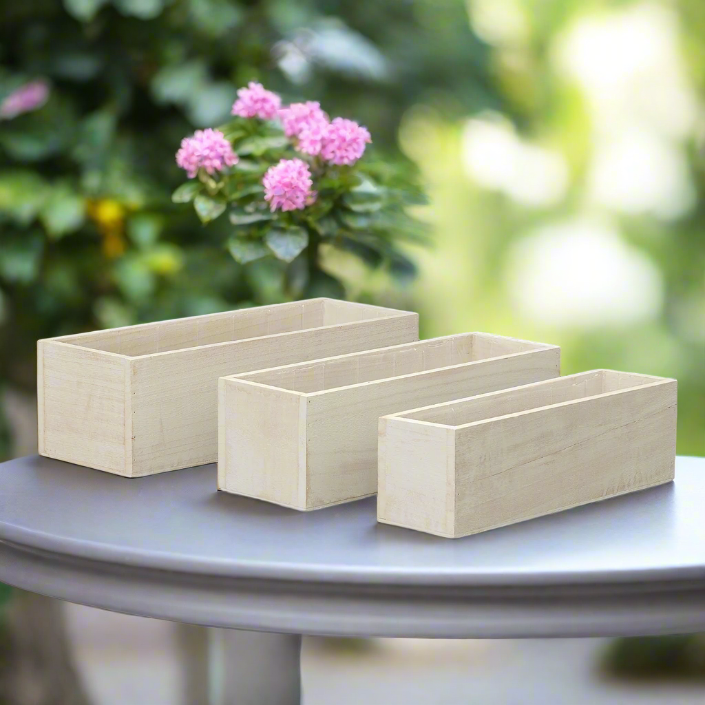 Soren Wooden Rectangular Planter Set (Set of 3)