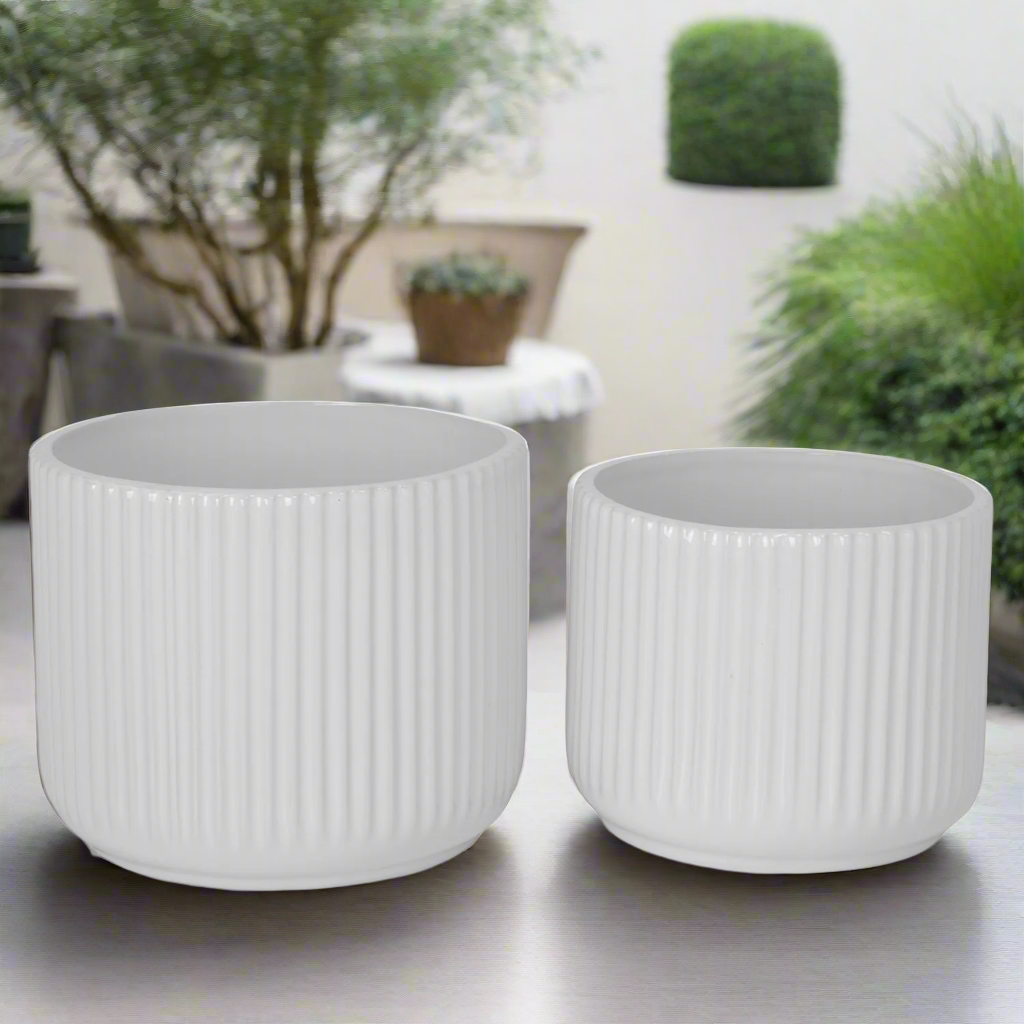 Orvane Gloss White Planter Set (Set of 2)