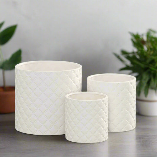 Hexora Ceramic Patterned Planter Set (Set of 3)