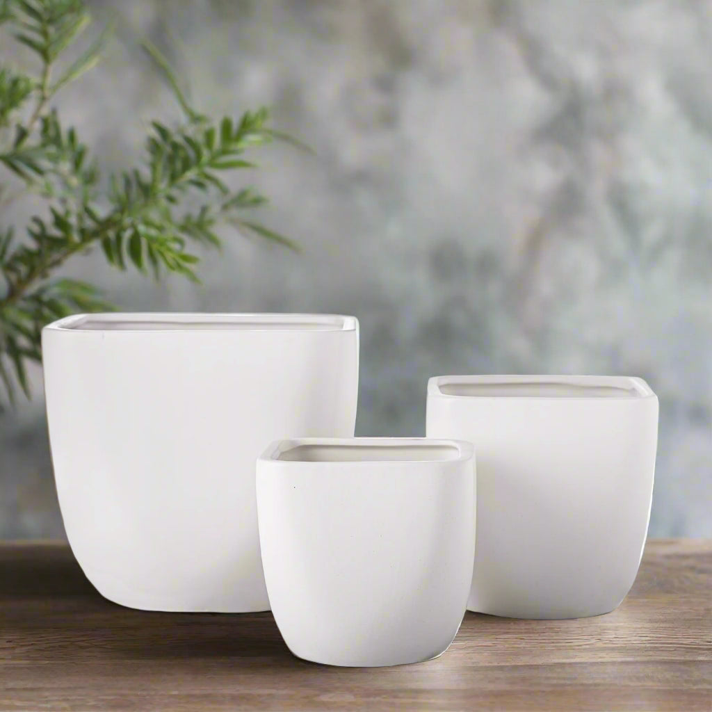 Aurette Brushed Column Ceramic Pot Set (Set of 3)