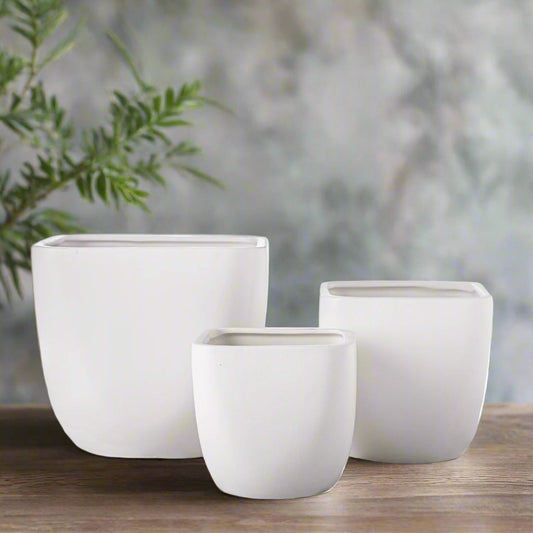 Aurette Brushed Column Ceramic Pot Set (Set of 3)