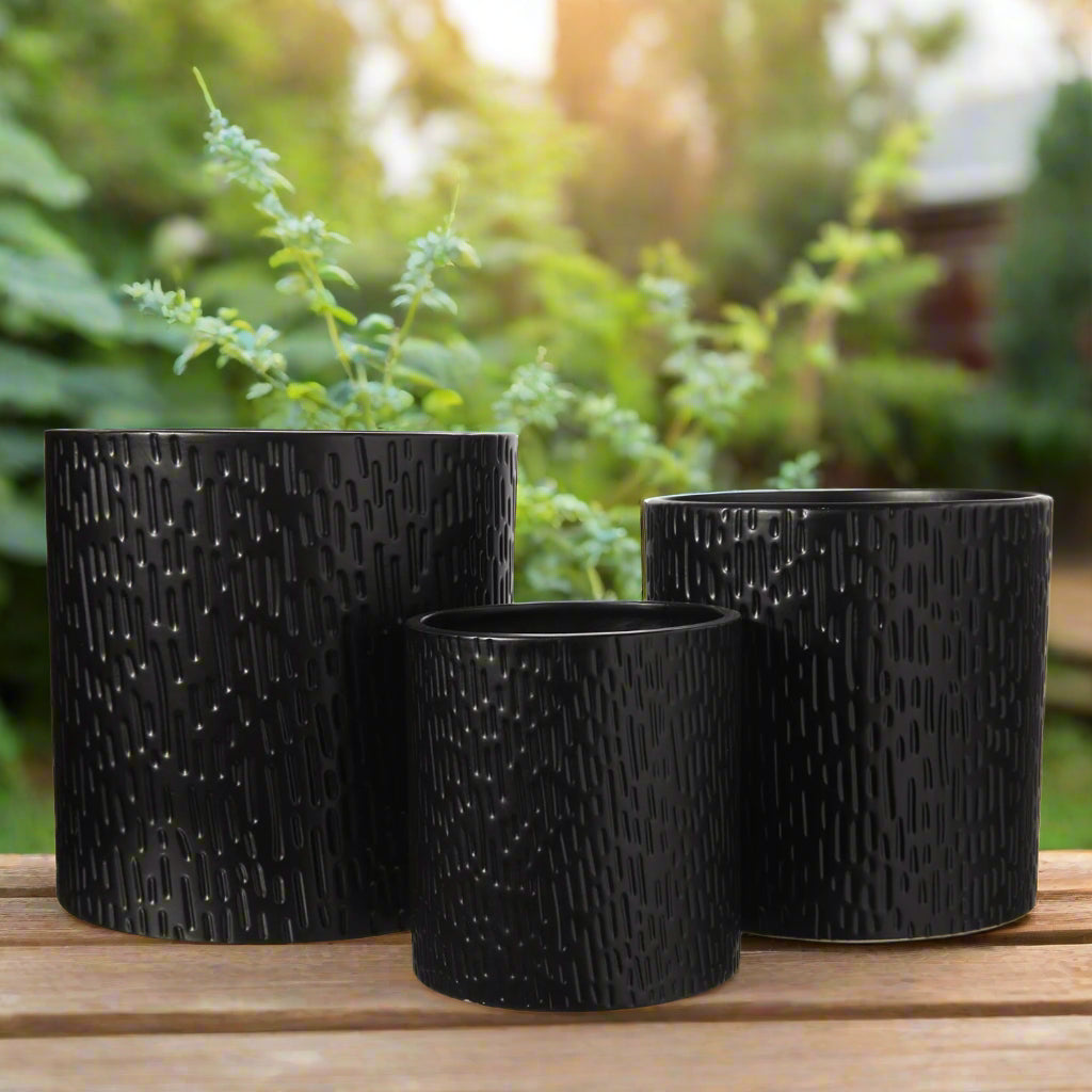 Olenna Textured Ceramic Pot Set (Set of 3)