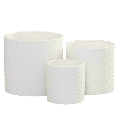 Nelly Diamond Pattern Ceramic Pot (Set of 3)