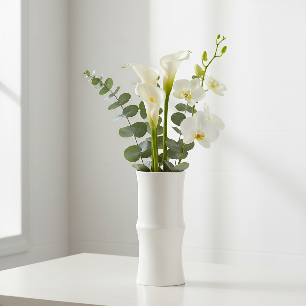 Virelia Ceramic Bamboo-Inspired Vase