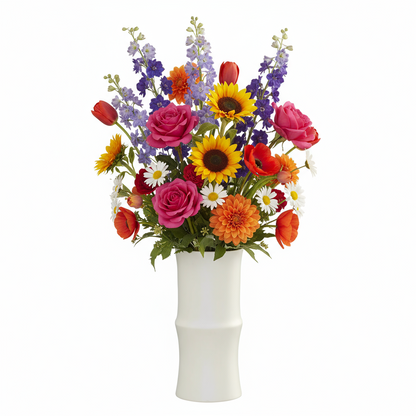 Virelia Ceramic Bamboo-Inspired Vase