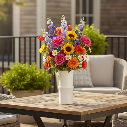 Virelia Ceramic Bamboo-Inspired Vase