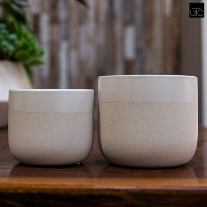 Selvano Two-toned Ceramic Planter Set (Set of 2)