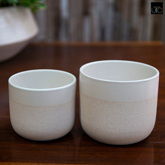 Selvano Two-toned Ceramic Planter Set (Set of 2)