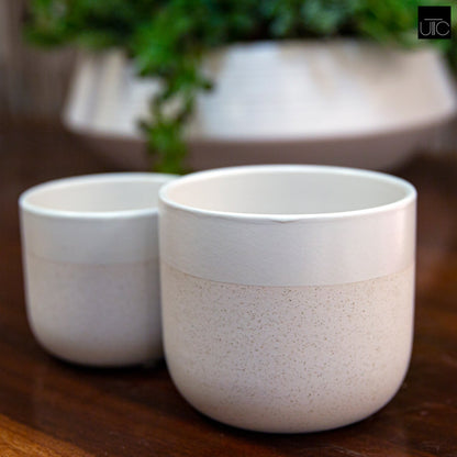 Selvano Two-toned Ceramic Planter Set (Set of 2)