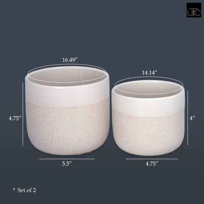 Selvano Two-toned Ceramic Planter Set (Set of 2)