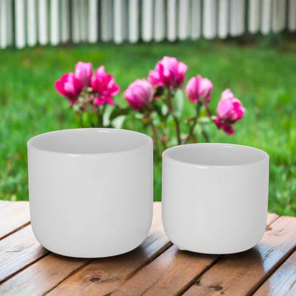 Selvano Two-toned Ceramic Planter Set (Set of 2)