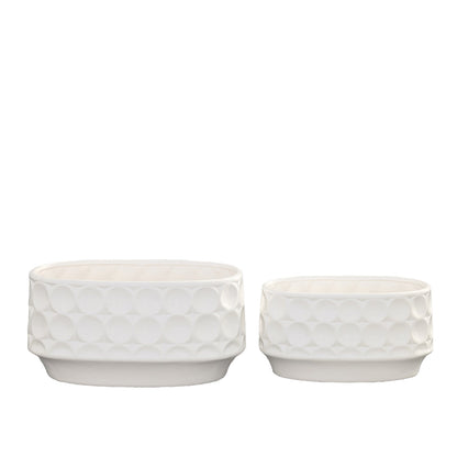Yvessa Dotted Oval Ceramic Planter Set (Set of 2)