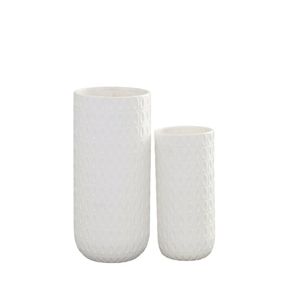 Helga Ceramic Patterned Round Vase Set (Set of 2)