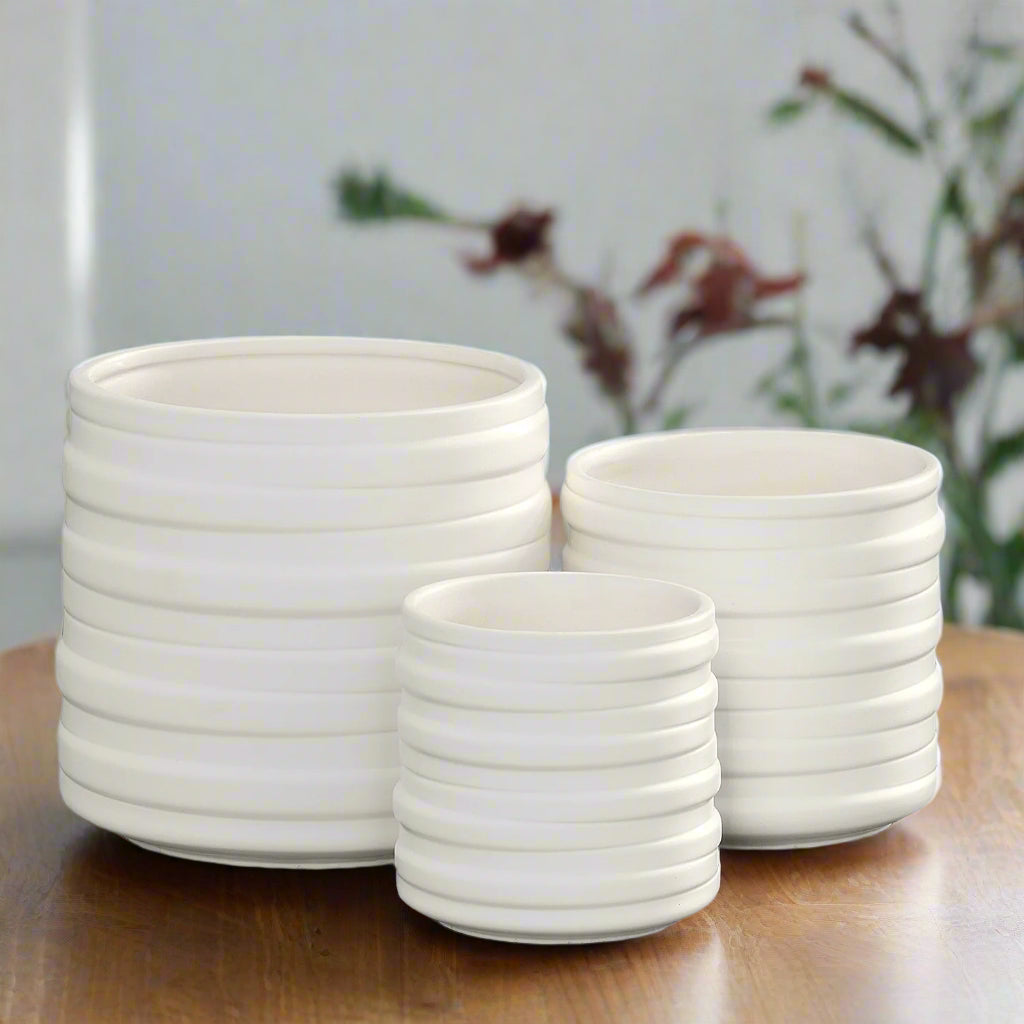 Calyx Banded Ceramic Vase Set (Set of 3)