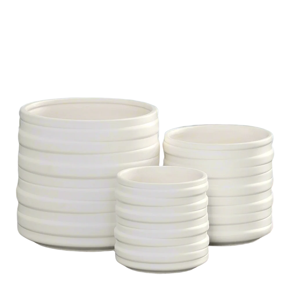 Calyx Banded Ceramic Vase Set (Set of 3)