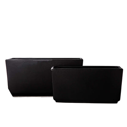 Deyra Tapered Rectangle Ceramic Planter Set (Set of 2)