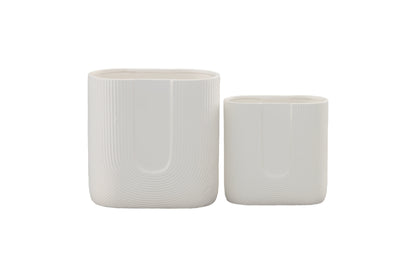 Ardenne Inverted Arch Design Ceramic Pot (Set of 2)