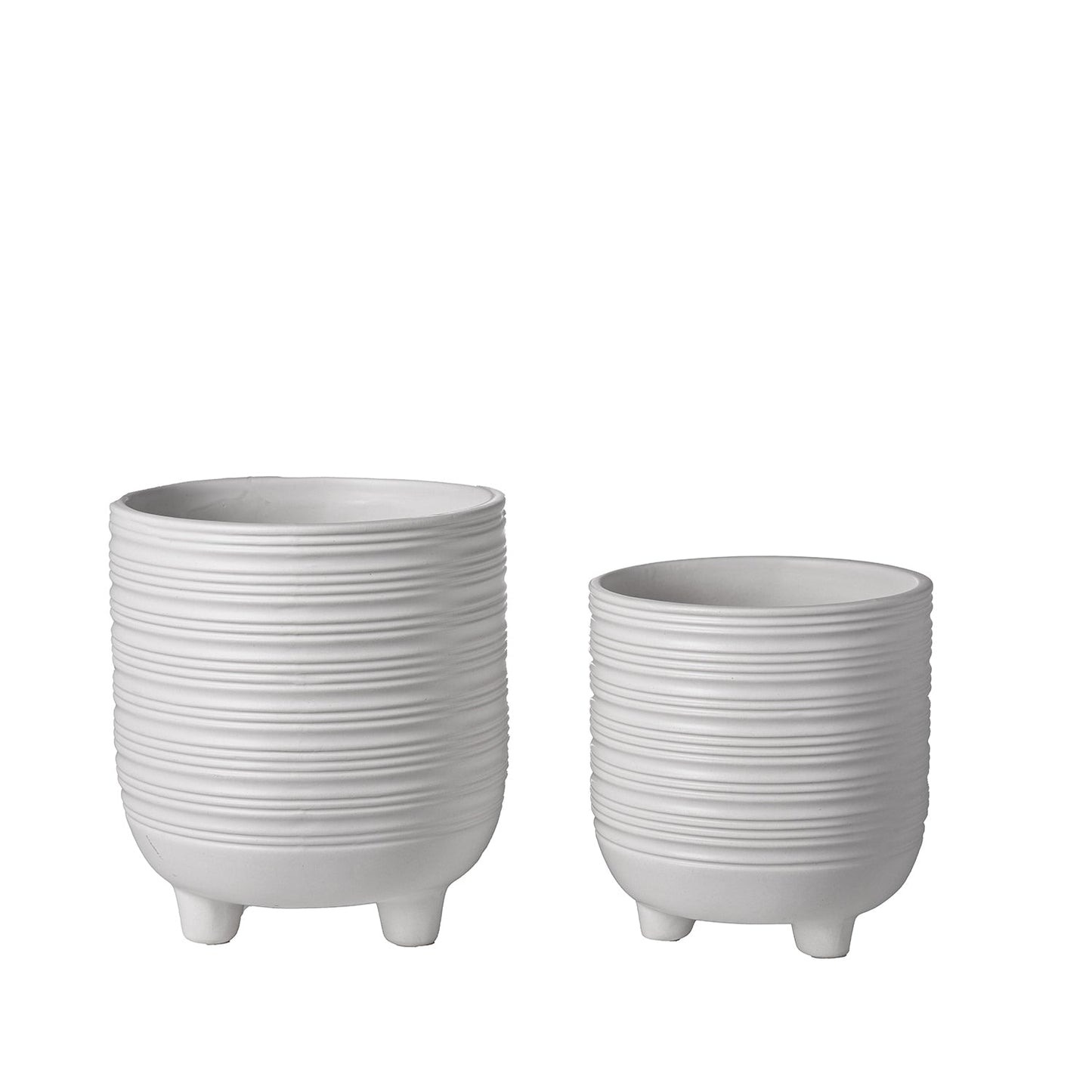 Varenne White Striped Tripod Planter Set (Set of 2)