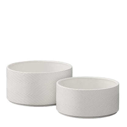 Petra Ceramic Round Wide Planter Set (Set of 2)