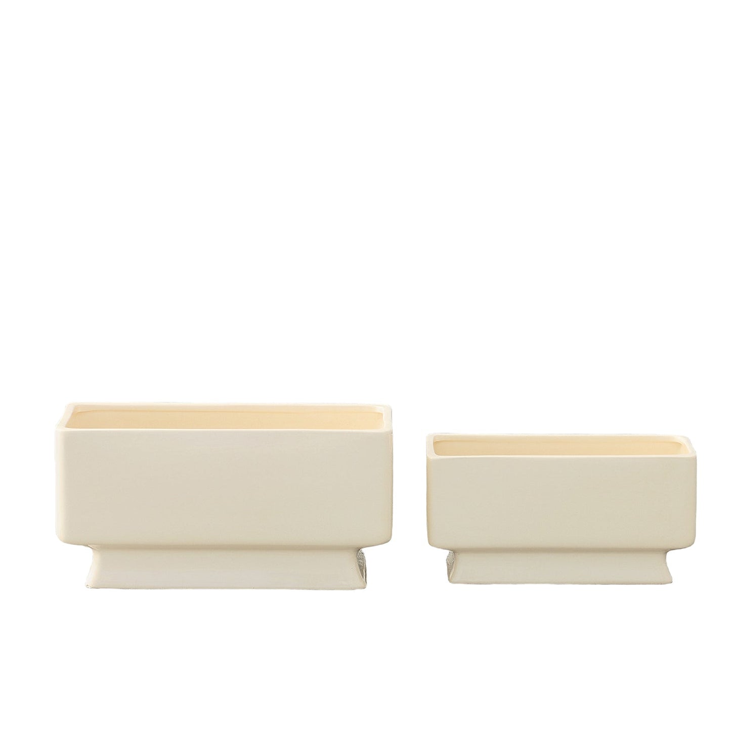 Cielo Cream Ceramic Rectangle Pot (Set of 2)