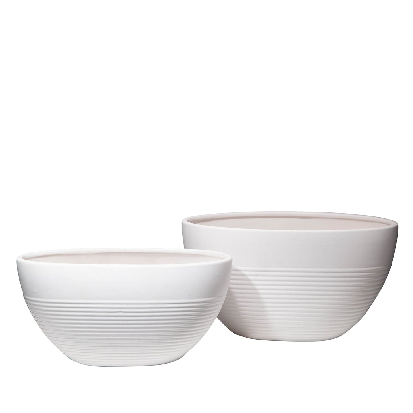 Mavero Embossed Stripe Oval Planter Set (Set of 2)