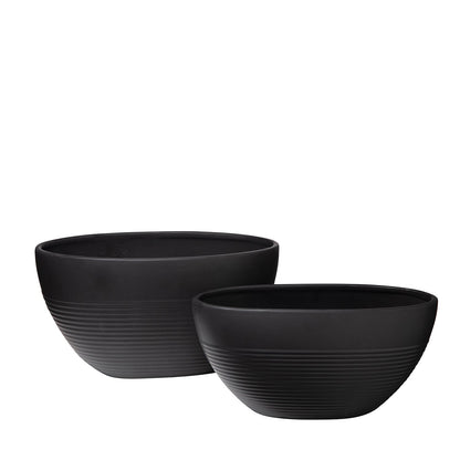 Mavero Embossed Stripe Oval Planter Set (Set of 2)