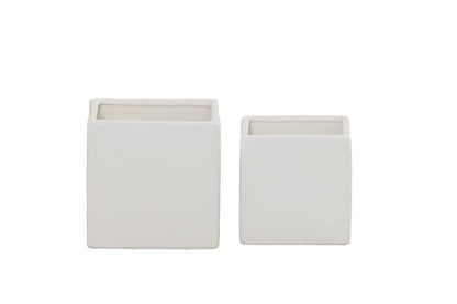 Odette Handcrafted Ceramic Square Planter Set (Set of 2)