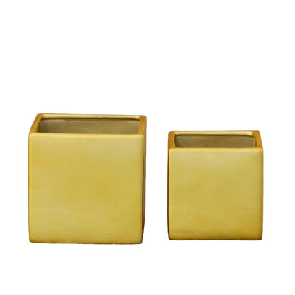 Odette Handcrafted Ceramic Square Planter Set (Set of 2)