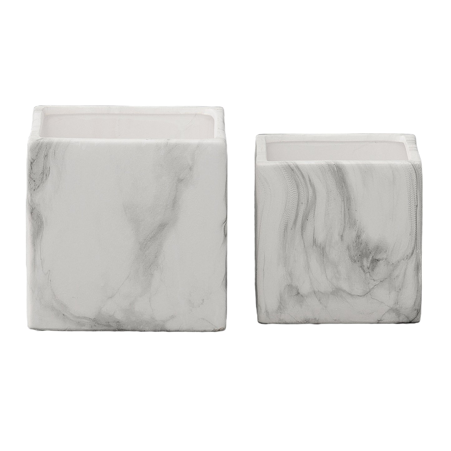 Marvello Black Marble Ceramic Square Pot (Set of 2)
