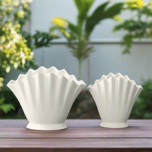 Hollis Glossy White Ceramic Planters (Set of 2)