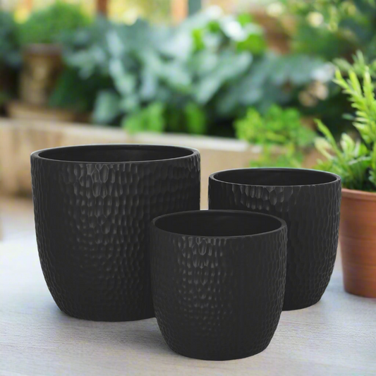 Faye Ceramic Round Planter Set (Set of 3)